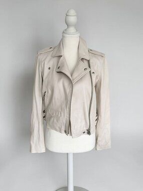 IRO Paris Cream Leather Motorcycle Jacket Size 38 / US 6